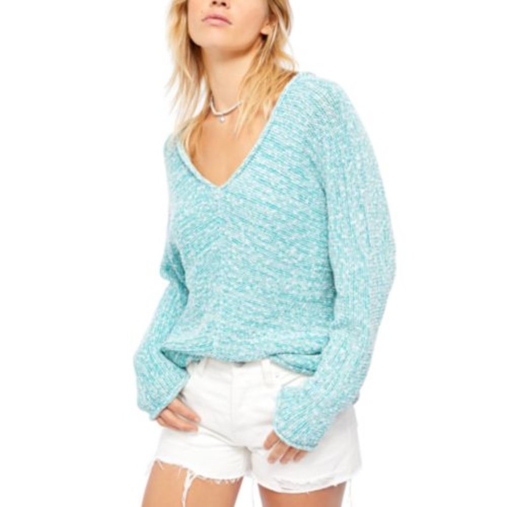 Free People Bright Lights Oversized Pullover Blue L & XS